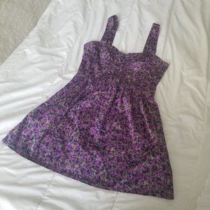 Free People Purple Floral Mini Dress Small Size 6 Cotton/Spandex